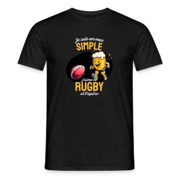 Rugby et Apéro Cartoon Bière - T-shirt homme - noir - Devant - AI Model Male 178 light (178cm)