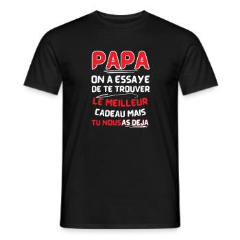Papa: le meilleur cadeau déjà - T-shirt homme - noir - Devant - AI Model Male 178 light (178cm)