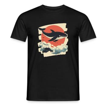 Baleine Rétro - T-shirt homme - noir - Devant - AI Model Male 178 light (178cm)