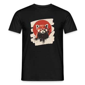 Panda roux rétro - T-shirt homme - noir - Devant - AI Model Male 178 light (178cm)