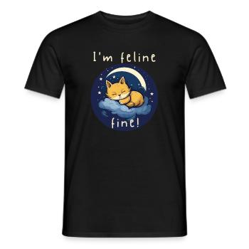 Feline Fine Moonlit Kitten - Männer T-Shirt - Schwarz - Vorne - AI Model Male 178 light (178cm)