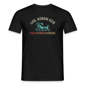 Komm Her Fischi Sportangler Angeln Fischen - Männer T-Shirt - Schwarz - Vorne - AI Model Male 178 light (178cm)