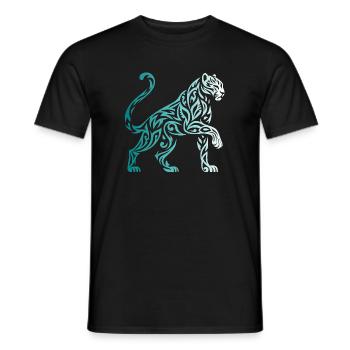 Tribal Panther Gradient Blue White - Men's T-Shirt - black - Front - AI Model Male 178 light (178cm)