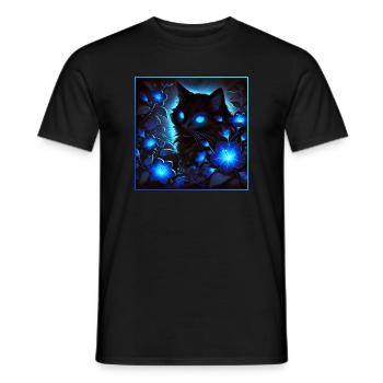 Un petit chat noir scintillant et lumineux - T-shirt homme - noir - Devant - AI Model Male 178 light (178cm)
