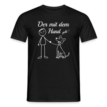 Who goes with the dog! - Men's T-Shirt - black - Front - AI Model Male 178 light (178cm)