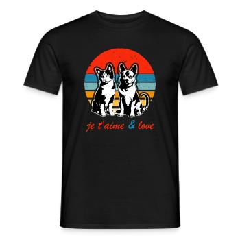Vintage, ich liebe dich und liebe Hund und Katze 2026 - Männer T-Shirt - Schwarz - Vorne - AI Model Male 178 light (178cm)