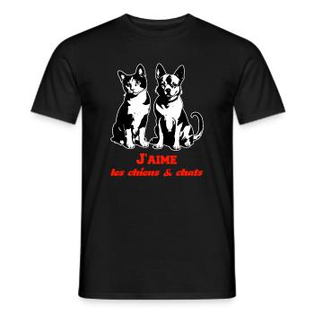 I Love You Dog & Cat 2026 Lovers - Men's T-Shirt - black - Front - AI Model Male 178 light (178cm)