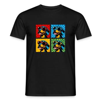Pop Art Dackelwurst, Brezel, Nudel, Wiener - Männer T-Shirt - Schwarz - Vorne - AI Model Male 178 light (178cm)