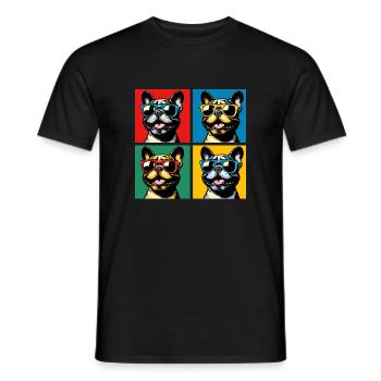 Frenchie Pop Art Bubbles, Pancake, Chonk, Nibbles - Men's T-Shirt - black - Front - AI Model Male 178 light (178cm)