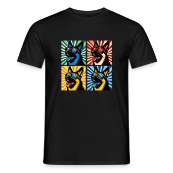 Ours Pop Art du Berger, Peluche, Biscuit, Gaufres - T-shirt homme - noir - Devant - AI Model Male 178 light (178cm)