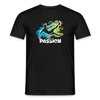 Passion – Conception de ballons de football pour de vrais footballeurs - T-shirt homme - noir - Devant - AI Model Male 178 light (178cm)