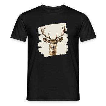 Deer with antlers - Men's T-Shirt - black - Front - AI Model Male 178 light (178cm)