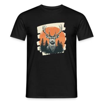 Deer with antlers - Men's T-Shirt - black - Front - AI Model Male 178 light (178cm)