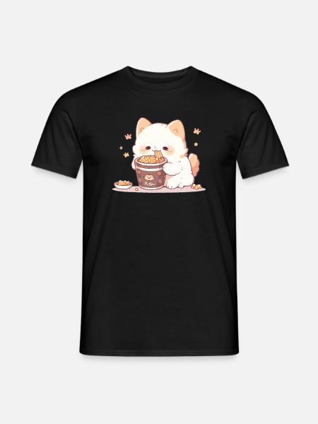 Spaghetti cats - Cat is having fun with past - Men's T-Shirt - black