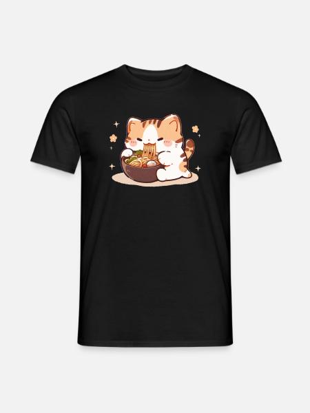 Cat Eating Spaghetti Meme - Men's T-Shirt - black