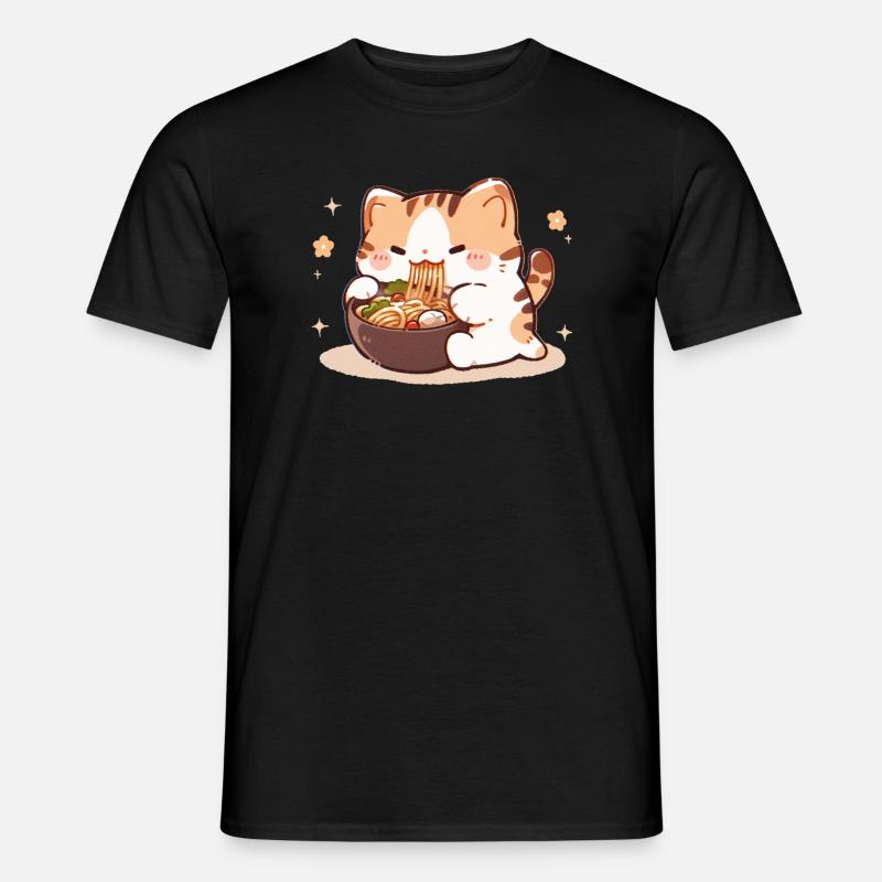 Cat Eating Spaghetti Meme - Men’s T-shirt - black