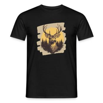 Deer with antlers - Men's T-Shirt - black - Front - AI Model Male 178 light (178cm)