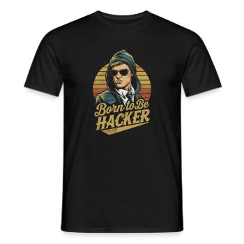 Born to Be Hacker – Computer Science Nerd IT - Men's T-Shirt - black - Front - AI Model Male 178 light (178cm)