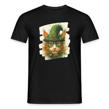 Chat de la Saint-Patrick - T-shirt homme - noir - Devant - AI Model Male 178 light (178cm)