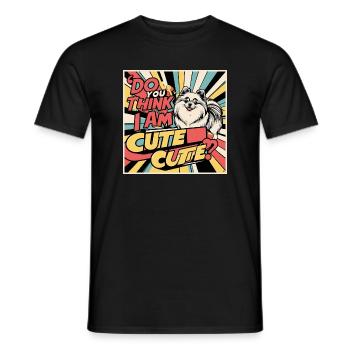 Funny Pomeranian Dog - Do You Think I Am Cute? - Men's T-Shirt - black - Front - AI Model Male 178 light (178cm)