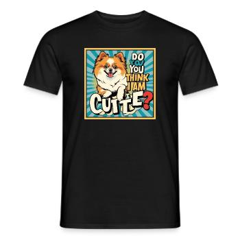 Funny Pomeranian Dog - Do You Think I Am Cute? - Männer T-Shirt - Schwarz - Vorne - AI Model Male 178 light (178cm)