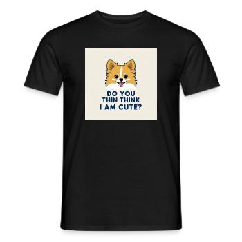 Funny Pomeranian Dog - Do You Think I Am Cute? - Men's T-Shirt - black - Front - AI Model Male 178 light (178cm)