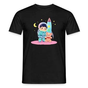 Astronaut with teddy bear - Men's T-Shirt - black - Front - AI Model Male 178 light (178cm)