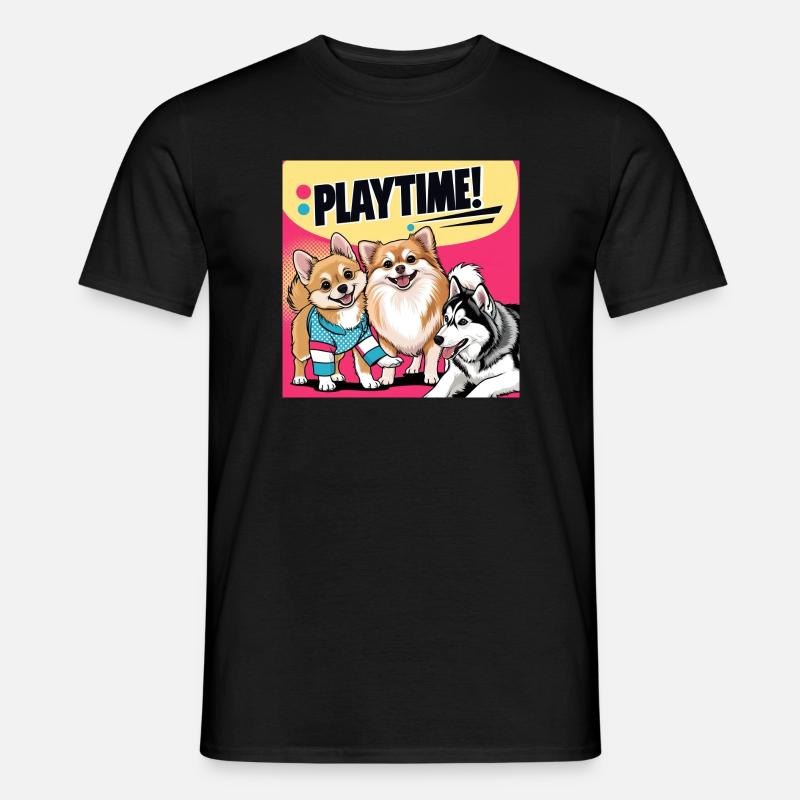 Comic Dogs - Playtime - Männer T-Shirt - Schwarz
