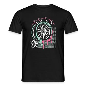 JDM Drift Rim – Tuning & Racing Art - Men's T-Shirt - black - Front - AI Model Male 178 light (178cm)
