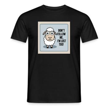 Sheep "Don t follow me - i m lost too!" - Men's T-Shirt - black - Front - AI Model Male 178 light (178cm)