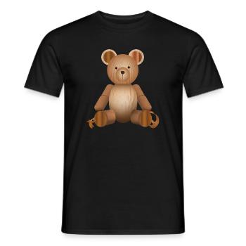 Wood Look – Cute Bear Figurine - Men's T-Shirt - black - Front - AI Model Male 178 light (178cm)