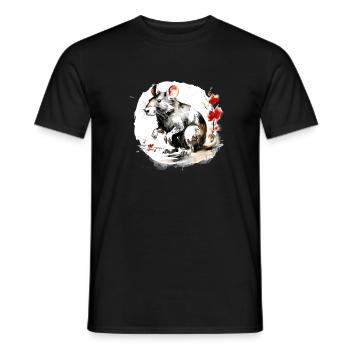 Signe du zodiaque chinois Rat - T-shirt homme - noir - Devant - AI Model Male 178 light (178cm)