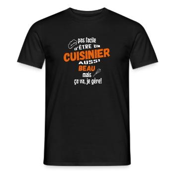 Cuisinier beau, ça passe, je gère - T-shirt homme - noir - Devant - AI Model Male 178 light (178cm)