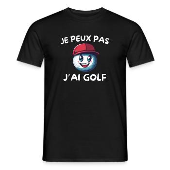 Mascotte balle de golf Cap Rouge - T-shirt homme - noir - Devant - AI Model Male 178 light (178cm)