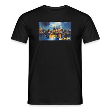 Amsterdam Blue Night Skyline Abstract - Männer T-Shirt - Schwarz - Vorne - AI Model Male 178 light (178cm)