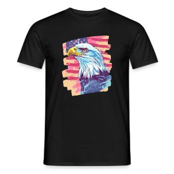 Drapeau américain avec aigle - T-shirt homme - noir - Devant - AI Model Male 178 light (178cm)