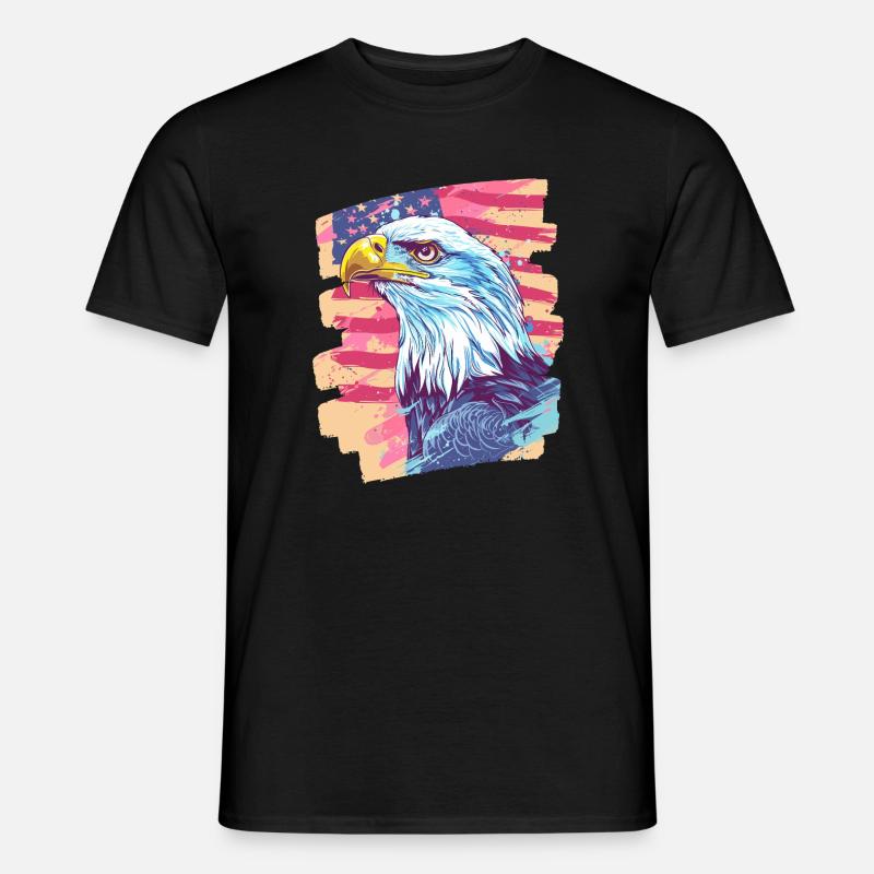 American flag with eagle - Men’s T-shirt - black