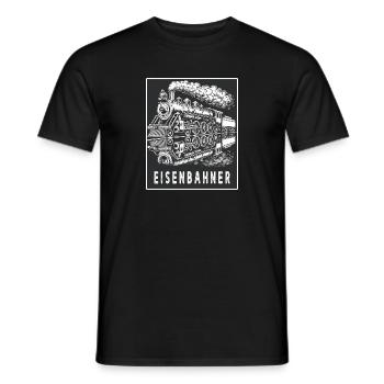 Locomotive à vapeur cheminot Retro - T-shirt homme - noir - Devant - AI Model Male 178 light (178cm)