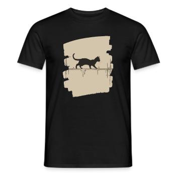 ECG cat - Men's T-Shirt - black - Front - AI Model Male 178 light (178cm)