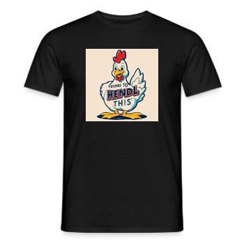 Chicken "Trying to hendl this" - Men's T-Shirt - black - Front - AI Model Male 178 light (178cm)