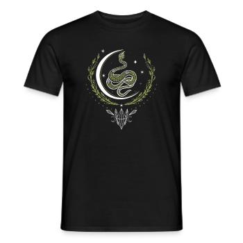 Snake with crescent moon and crystals - Men's T-Shirt - black - Front - AI Model Male 178 light (178cm)