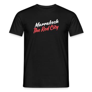 Marakech Die Rote Stadt Retro-Skript - Männer T-Shirt - Schwarz - Vorne - AI Model Male 178 light (178cm)