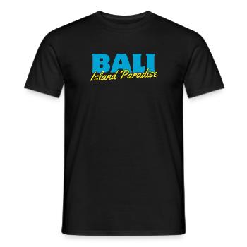 Tissu Paradis de l’île de Bali - T-shirt homme - noir - Devant - AI Model Male 178 light (178cm)