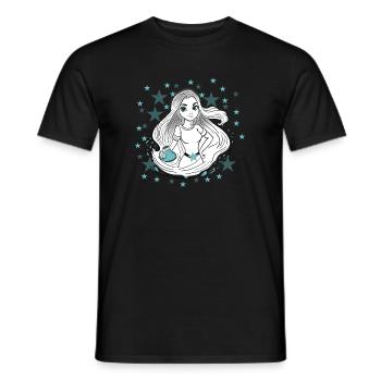 Signe du zodiaque Verseau Femme Fille - T-shirt homme - noir - Devant - AI Model Male 178 light (178cm)