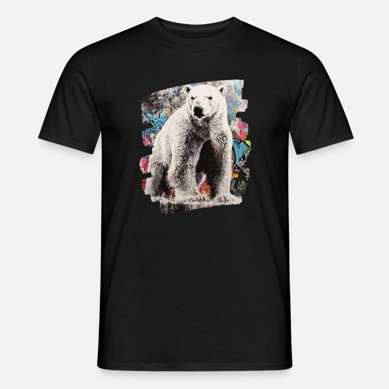 Eisbär Graffiti Sprayer - Männer T-Shirt - Schwarz