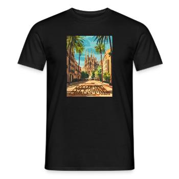 Barcelona Street to Sagrada Família - Men's T-Shirt - black - Front - AI Model Male 178 light (178cm)