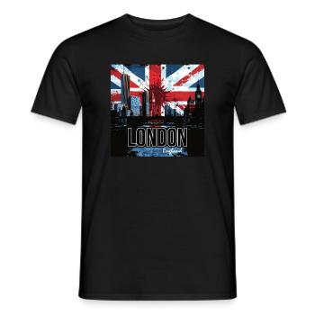 Union Jack de graffiti sur la skyline de Londres - T-shirt homme - noir - Devant - AI Model Male 178 light (178cm)