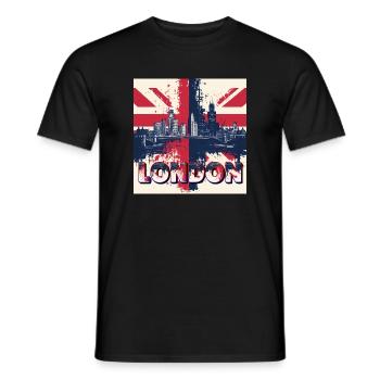 London Skyline Union Jack Splash - Men's T-Shirt - black - Front - AI Model Male 178 light (178cm)