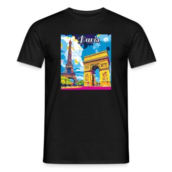 Pariser Pop-Wahrzeichen - Männer T-Shirt - Schwarz - Vorne - AI Model Male 178 light (178cm)