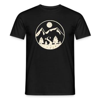 Mountain scene in circle - Men's T-Shirt - black - Front - AI Model Male 178 light (178cm)